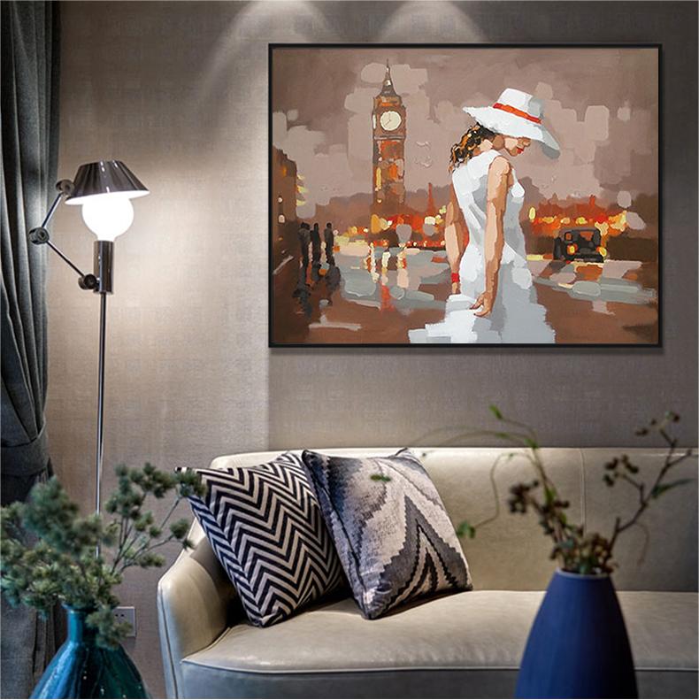Beautiful girl on canvas oil painting