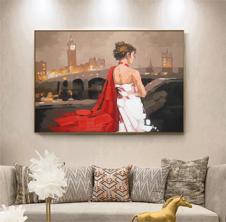 Beautiful girl on canvas oil painting
