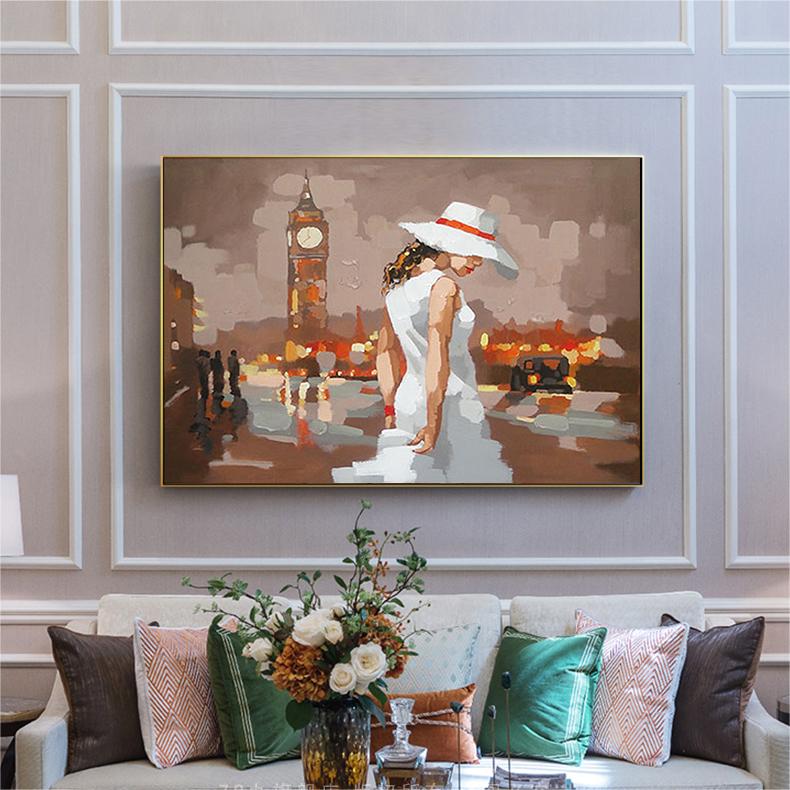 Beautiful girl on canvas oil painting