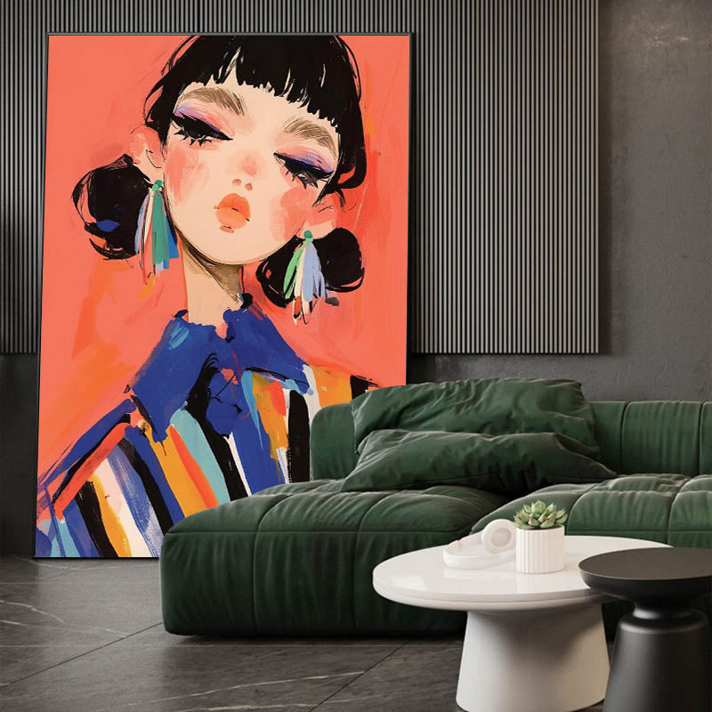 Fashion girl painted by artist