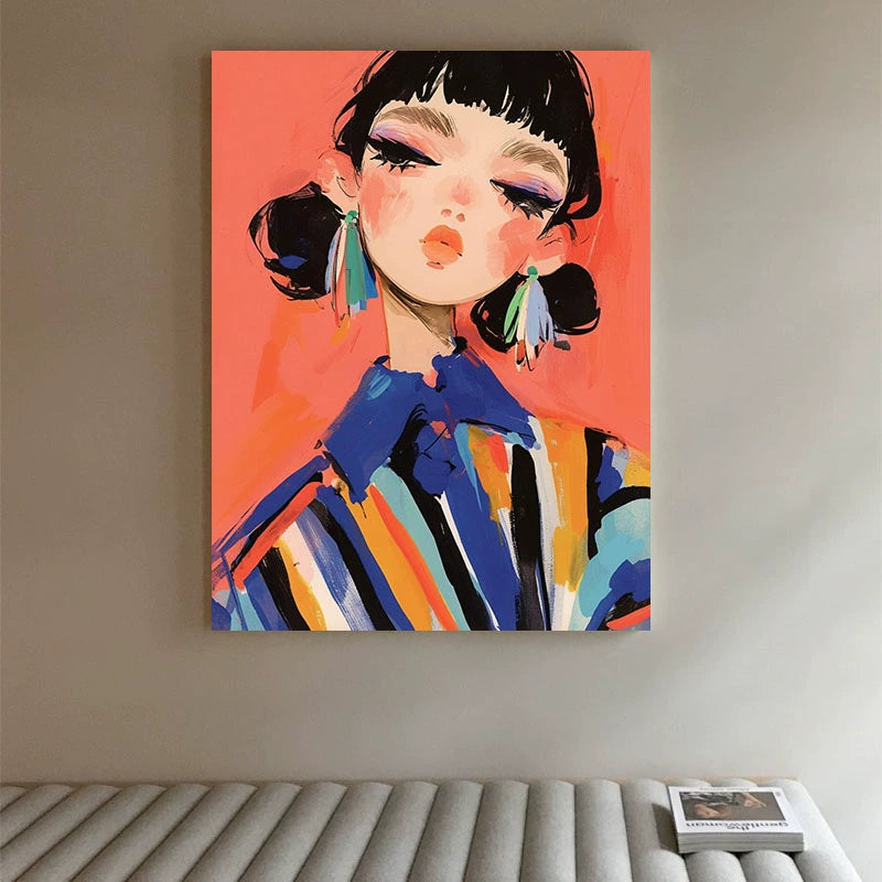 Fashion girl painted by artist