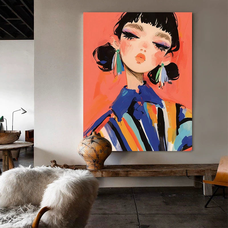 Fashion girl painted by artist