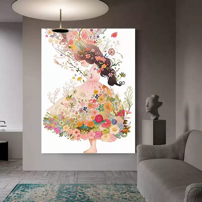 Flower girl painted by artist in online art sales store