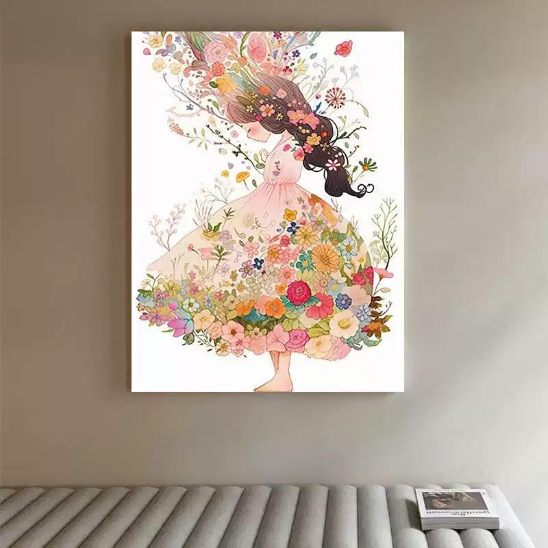Flower girl painted by artist in online art sales store