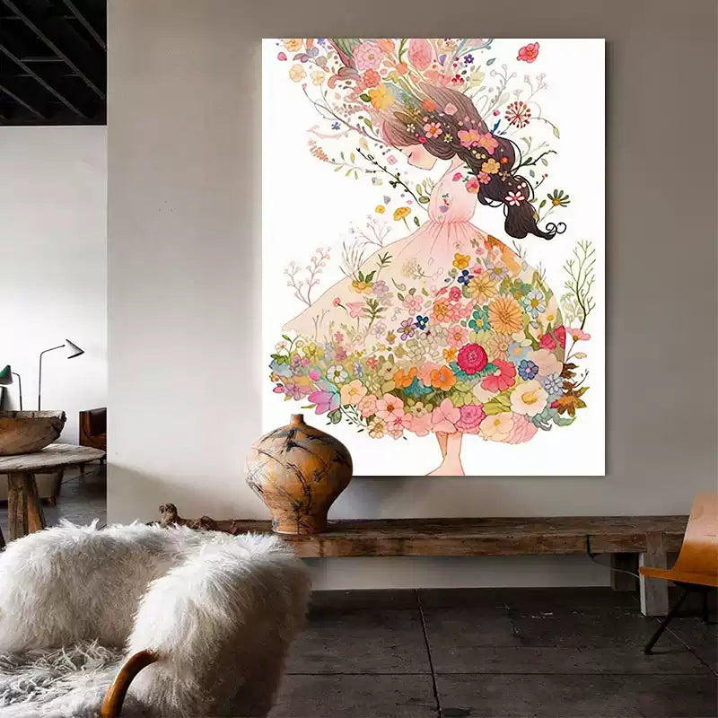 Flower girl painted by artist in online art sales store