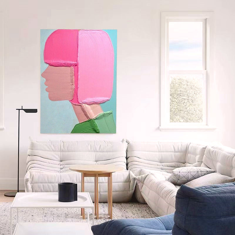 Vibrant pink girl Young Artist Artists' Works Free shipping