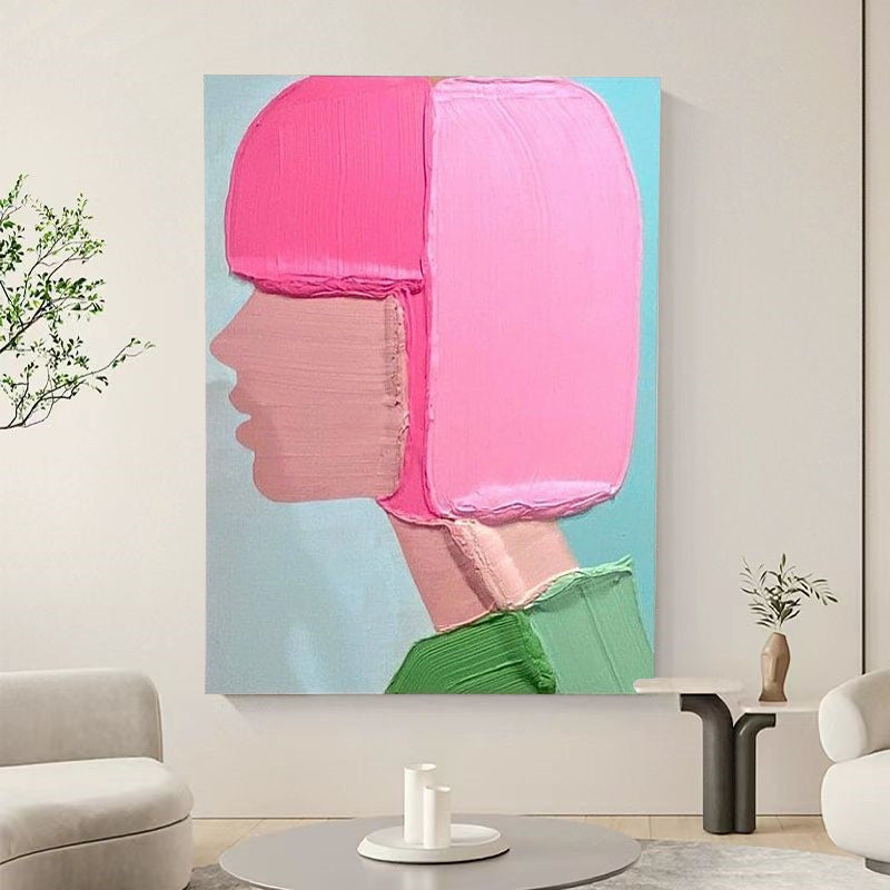 Vibrant pink girl Young Artist Artists' Works Free shipping