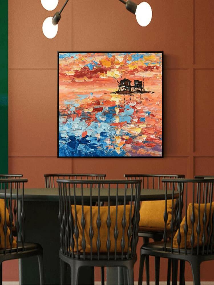 Hand-Painted Sunrise Ocean Art: Free Shipping, Custom Sizes Available - My Store