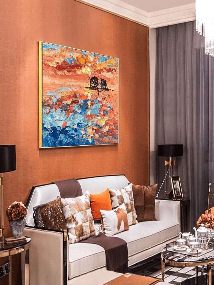 Sunrise painting ocean art Free shipping