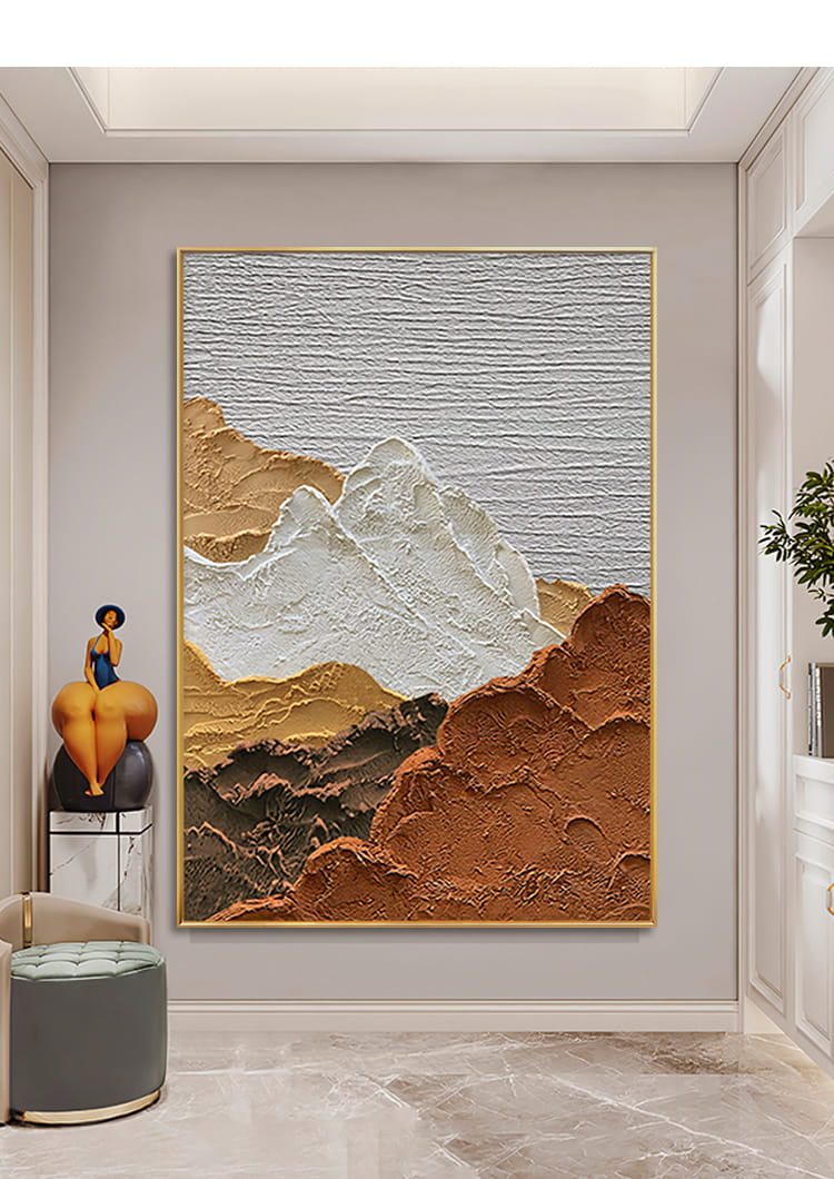 Abstract art painting mountains