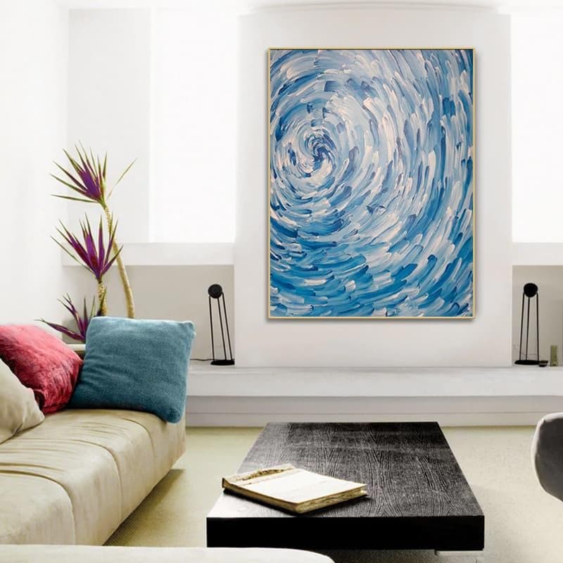 Blue minimalism, abstract painting - LeYiGallery