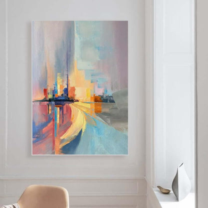 Abstract city painting custom oil painting Colorful Painting Living Room Wall Decor LeYiGallery