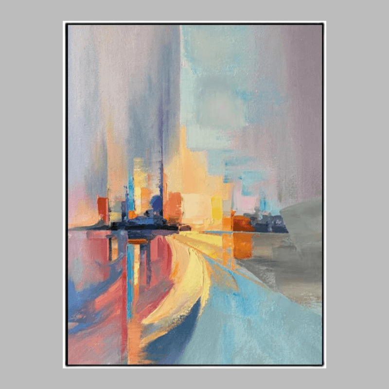 Abstract city painting custom oil painting Colorful Painting Living Room Wall Decor LeYiGallery