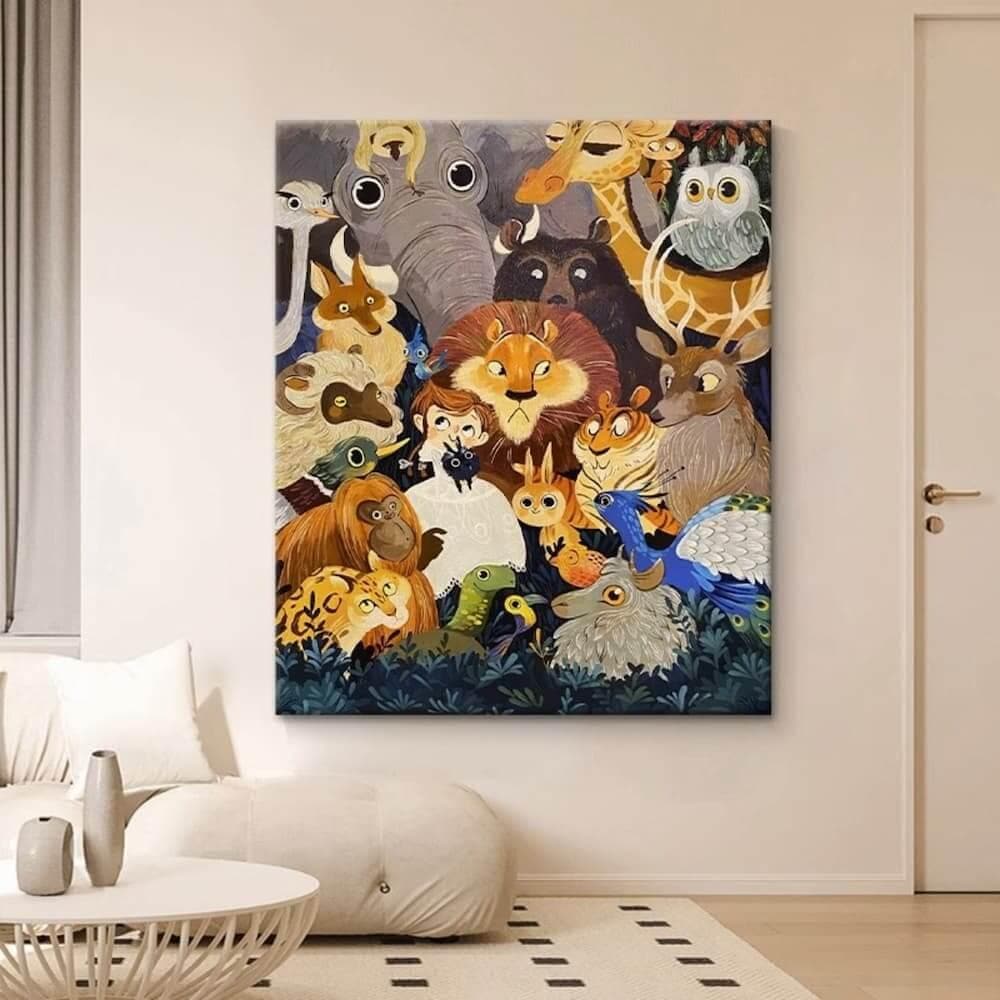 Cartoon Animals Kids Bedroom Wall Art Painting - My Store