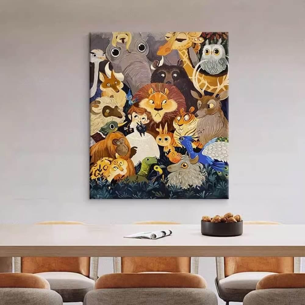 Cartoon Animals Kids Bedroom Wall Art Painting - My Store