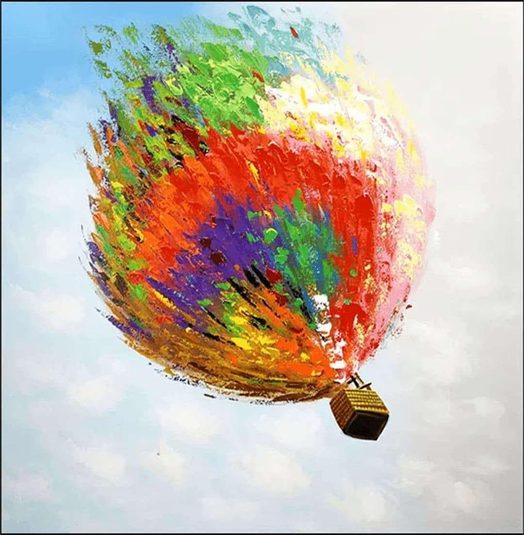 Colorful hot air balloons on canvas,Free shipping