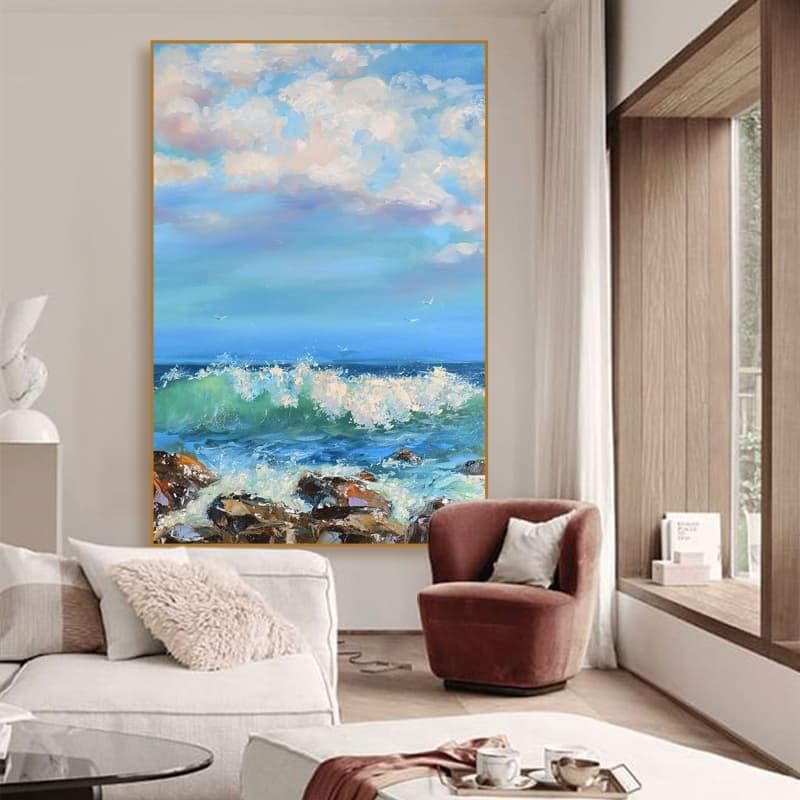 Abstract Art Sea artwork Painting online  Modern Art Canvas Wall Art - LeYiGallery