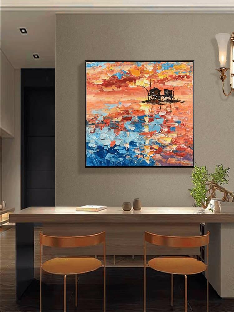Hand-Painted Sunrise Ocean Art: Free Shipping, Custom Sizes Available - My Store